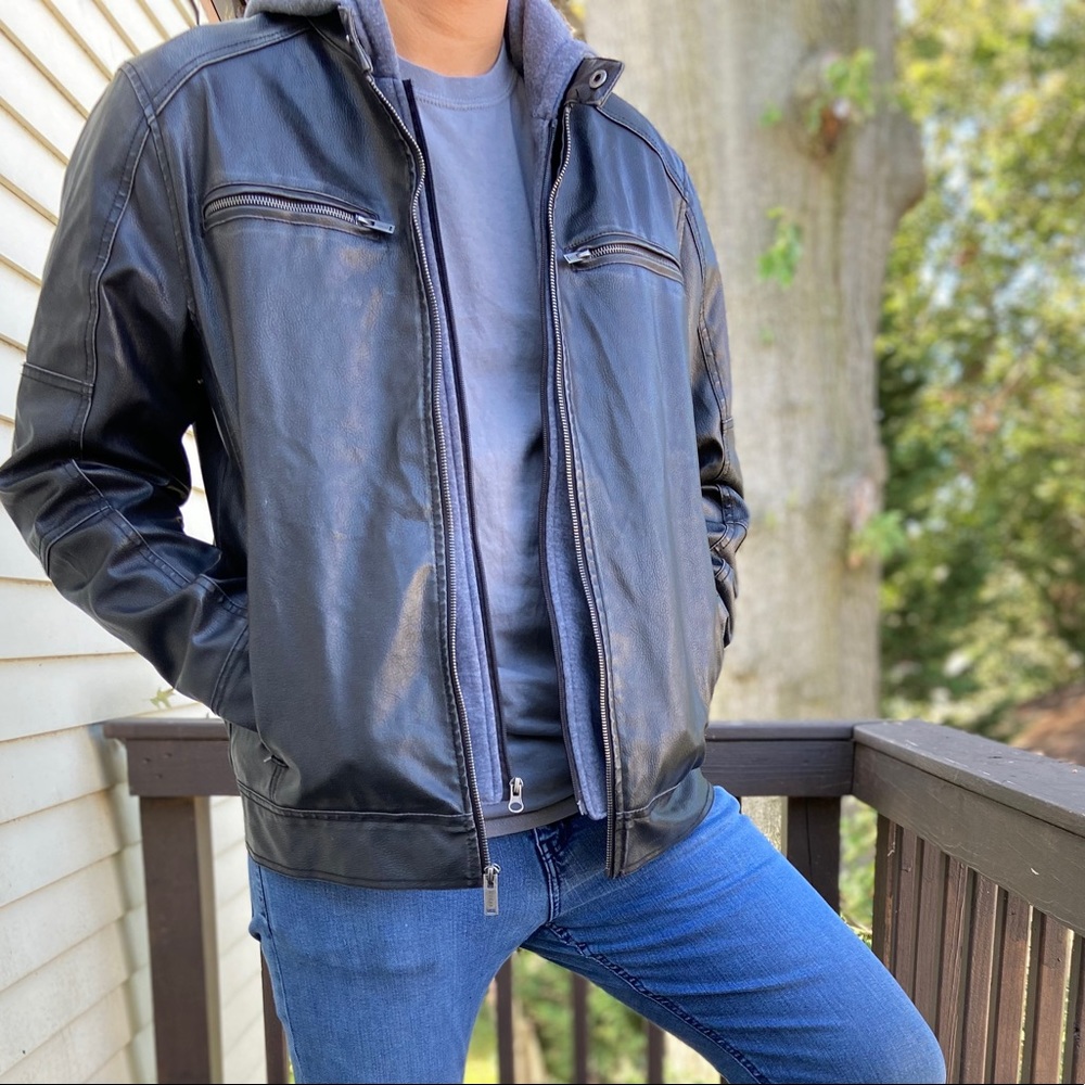 Guess Detachable-Hood Motorcycle Jacket